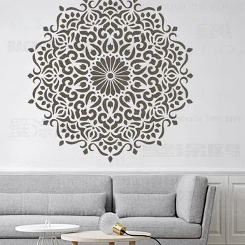 100cm-140cm Stencil Mandala ใหญ่พิเศษสำหรับภาพใหญ่ระบายสีกำแพงดอกไม้กำแพงวินเทจแบบไพ่นกกระจอก Decors S054