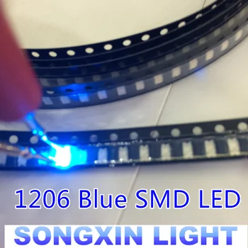 100PCS 1206 สีน้ำเงินทำให้สุดยอดแสงสว่าง SMD นำ diodes 3.2*1.6*0.8 อืม 460-470NM แสงสว่าง-emitting diodes SMD 1206 นำสีน้ำเงิน
