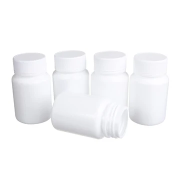 10pcs 15ml-100ml พลาสติกสีขาวว่างถูกปกปิดไว้ขวดแข็งของแป้งยาแคปซูลส่วนบรรจุทางการแพทย์ Reagent ของเหลว Packaging ขวด