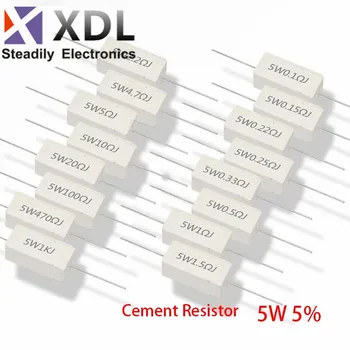 10pcs 5W 5%ซีเมนต์ Resistor พลังงานต่อต้าน 0.1~10 เคเลย 0.1 สเปนเซอร์รี้ดครับ R 0.5 สเปนเซอร์รี้ดครับ R 1R 10R 100R 0.22 0.33 0.5 1 2 5 8 10 15 20 25 30 100 1K 10 เคเลย ohm