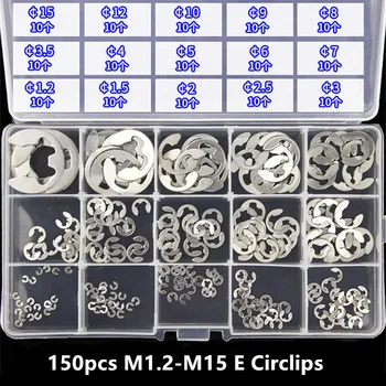 150pcs/ตั้ง M1.2-M15304 Stainless เหล็กเมลล์ประเภท Circlips เปิด Retaining แหวนออ่างล้างหน้าใหม่
