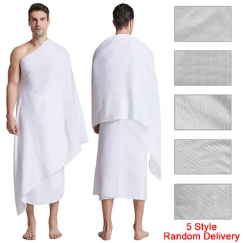 1Pcs อาหรับมุสลิม Hajj ผ้าเช็ดตัวอ่อนและสบายผิวขาวผ้าเช็ดตัวอาหรับมุสลิมชนกลุ่มน้อยคนนวดมนต์ Shawl Hajj เสื้อผ้า 210x105cm