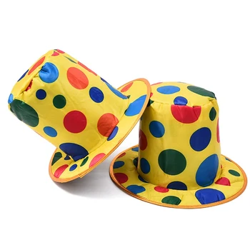 1PCS ใหม่โพลกาจุดงานปาร์ตี้ Unisex หมวกตลกที่มีสีสองตัวตลกด้านบนชุดวันฮัลโลวีน Cosplay