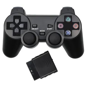 2.4 GHz เครือข่ายไร้สาย Gamepad สำหรับ SONY PS2/PS1 เครื่องประดับ 2 มอเตอฉลองชนแก้วหน่อควบคุมแท่งควบคุม Controller สำหรับ PlayStation 2 คอนโซล