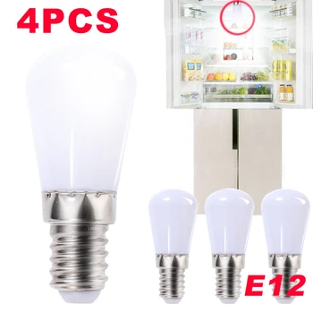 2/4PCS นำตู้เย็นหลอดไฟ E12 หลอดไฟ 220V ตู้เย็นครัวห้องนอนตะเกียงสำหรับตู้เย็นมีการแสดตู้เก็