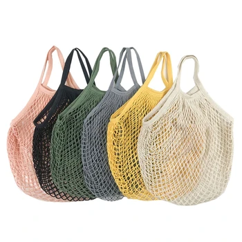 20 สีถุงชอปปิ้งแบบเคลื่อนย้ายได้อข่ายนอนโครงร่างกระเป๋า Reusable Foldable กของผักผลไม้เก็บกระเป๋ากระเป๋านานจัดการ Tote สำหรับซื้อของของ