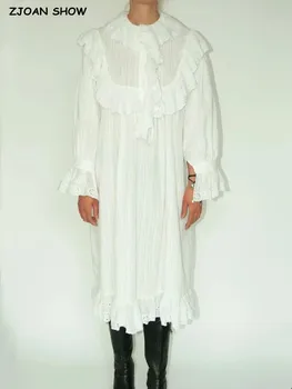 2022 BOHO ผู้หญิงผิวขาวในห้องเย็บแผลออกไป Embroidery ลูกไม้หลุดโปรแกรมเล่นสื่อมิดี้นานชุดผู้หญิงเต็มที่แขนลูกไม้วันหยุดของเสื้อคลุม Vestidos