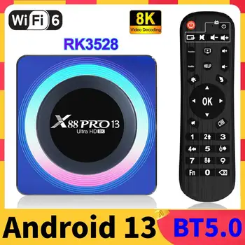 2023 ทีวีใหม่กล่อง Android 13.0 เครื่องมือเล่นสื่อ RK3528 เริ่มต้นบ้าระห่ำแบบสุจากเยื่อหุ้มสมอง-A538K วิดีโอ Wifi6 BT5.0 X88 มืออาชีพ 13 Android 13 ตั้งไว้บนกล่อง