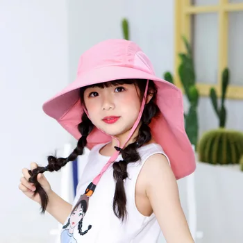 2023 ใหม่เด็กๆฤดูร้อนหมวกผู้หญิงเด็กชายอาทิตย์หมวกกับคอนพั UV การคุ้มครองท่องป่ากันหมวกเด็กเด็กคนหน้าร้อนเดินทางหมวก 4-9 ปี