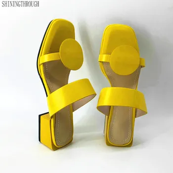 2024 ใหม่หญิงสารรองเท้าไป 4.2 cm ส้นสูงข้างนอกฤดูร้อนรองเท้าเปิดนิ้วเท้าผู้หญิ Sandals สีชมพูสีน้ำเงินเหลืองใหญ่ขนาด 1112131415