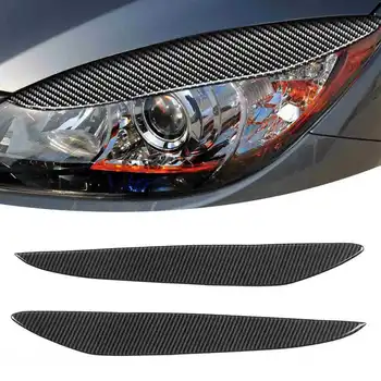 2pcs Headlight Eyebrow Eyelid ปกปิดใส่ต่อต้าเหมาะสำหรับ Mazda 32010201120122013 คาร์บอนไฟเบอร์ดีดีตกแต่งหน้าต่าง