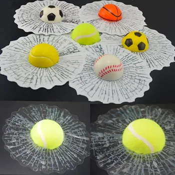 3 มิติด้วยป้ายสติ๊กเกอเบสบอล Novelty ของเล่นมุขตลกของกระจกแตกลูกบอลครั้งหน้าต่างรถฟุตบอลเทนนิส Stickers ตลก Autos เครื่องประดับ