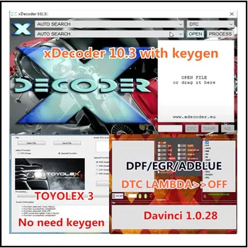 3 ใน 1 เก็บของ xDecoder 10.3+DAVINCI 1.0.28+TOYOLEX 3 กับการเลือกโดยอิสระ Keygen DTC Remover DTC Remover ไม่จำกัดสำหรับหลายแร็พท็อปบ