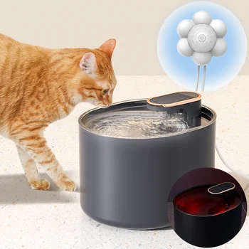 3L แมวน้ำพุกับตัวตรวจจับการเคลื่อนไหวโดยอัตโนมัติหมาน้ำ Dispenser ด้วนำแสงสว่าง Ultra เงียบสัตว์เลี้ยงดื่มน้ำพุ