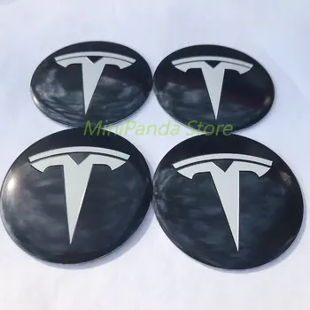 4pcs ตั้งค่ารถล้ศูนย์กลางฮับนฝาด้านบน/ด้านล่างปกปิด Stickers Decal สำหรับ Tesla นางแบบ 3 พวกเอเอ็กซ์