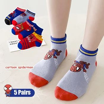 5 เหลือเด็กถุงเท้ามาร์เวล/มาร์เวล Spiderman ตูนอะนิเมค็อตตอนเด็กถุงเท้าลูกฤดูร้อนฤดูใบไม้ร่วงฤดูหนาวถุงสั้นเด็กถุงเท้า