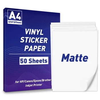50 แผ่นขนาด A4 ด้วยป้ายสติ๊กเกอกระดาษสำหรับเครื่องพิมพ์อิงค์เจ็ต/ออนเลเซอร์ของเครื่องพิมพ์ Vinyl กระดาษด้วยป้ายสติ๊กเกองตัวเองชนิดหนึ่งขวัญของเครื่องเขียนป้ายชื่อ Stickers DIY