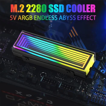 5V 3Pin ARGB Sync คอมพิวเตอร์ 2280 SSD เอ็ม 2 เครื่องทำความร้อพิวเตอร์ RGB เอ็ม 2 Nvme เจ๋ง Heatsink นอะลูมิเนียมทางใจเย็นเสื้อเกราะไม่มีที่สิ้นสุดจุดจบ..ผล