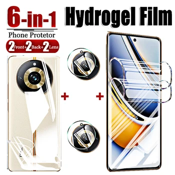 6in1 Hydrogel อ่อนหนังสำหรับ Realme 11 มืออาชีพอีกกระจก 3 มิติโค้งหน้าจอ Protectors บสำหรับ OPPO จริงของฉัน 1098 มืออาชีพ 9i 5g แก้วเลนส์
