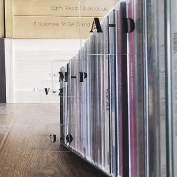 6pcs เจาะหลังอย่าง/แผ่นซีดีตัวอักษรดัชนีการ์ด Vinyl บันทึก Divider ตัวอักษรบนแท็บการแบ่งประเภทการ์ด Acrylic โปร่งใส Transverse ทางแนวตั้ง
