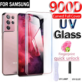900D UV งสียูวีผ่านเข้าสำหรับ Samsung กาแล็กซี่ S21 S22 อีกอย่าง Ultra องจอภาพผู้ปกป้อสำหรับข้อค 20 Ultra 109 S98 S10 อีย่อแค่ 5G S20 อีกอย่าง