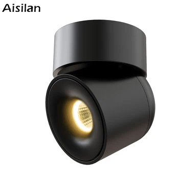 Aisilan ทำให้พื้นผิวถูกเมานท์อยู่ Downlight 7W CRI97 Adjustable มุมมอง 90 ข้อหมุนเพดานจุดที่แสงสว่างสำหรับทางเดินห้องนั่งเล่นของ AC90-260V