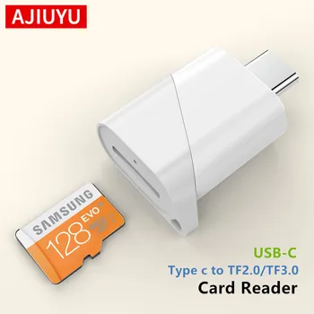 AJIUYU TF บัตรเครื่องอ่านโคร SD การ์ดอมินิความทรงจำต้องประเภท C OTG อะแดปเตอร์พอร์ต USB C โทรศัพท์เคลื่อนที่ความเร็วสูงสำหรับ Macbook Xiaomi Samsung