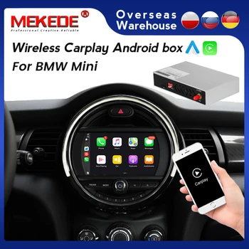 Android กระจกเชื่อมโยง AirPlay รถเล่นฟังก์ชันเครือข่ายไร้สาย Carplay อัตโนมัติสำหรับบีเอ็มดับเบิลยูมินิคูเปอร์ F54 F55 F56 F602014-2018 CIC NBT EVO