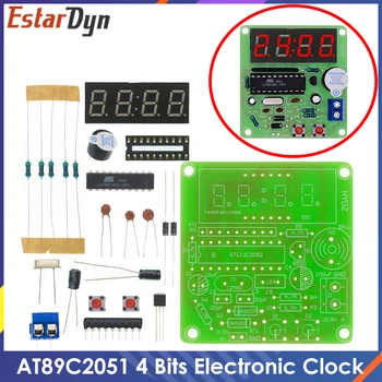 AT89C2051 ดิจิตอล 4 บิตอิเล็กทรอนิกส์นาฬิกาอิเล็กทรอนิกส์การผลิตกองห้อง DIY คิท Learing คิทสำหรับ Arduino