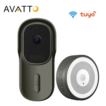 AVATTO Tuya ฉลาดวิดีโอกดกริ่งประตูกับกล้อง 1080P,170 ข้อ Ultra กว้างมุมมองมุมมอง WiFi วิดีโอยกดกริ่งซะหน่อทำงานให้ใคร/ของกูเกิ้ลกลับบ้าน