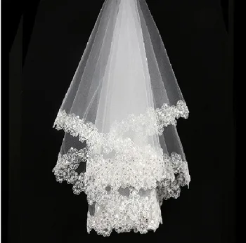 AYiCuthia งานแต่งงานเครื่องประดับย่อชุดเจ้าสาว veils สีขาวลูกไม้ปกคลุมนั้คุณภาพสูงกระจอกๆงานแต่งงาน veils โดยไม่มีหวี TS15