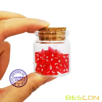 Bescon มินิความโปร่งแสงสีแดง D4 กเต๋า 30pcs รักษาตัวเองเน่ขวด 30pcs Roleplaying มินิแดงอัญมณี D4 กเต๋ารักษาตัวเองยางเก็บของ