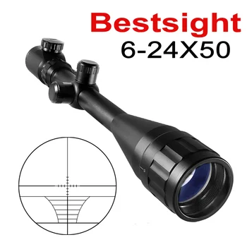 BESTSIGHT อุปกรณ์ทางเทคนิค Riflescope 6-24X50 AOE สีแดงสีเขียว Illuminated Crosshair ปืนไรเฟิลขอบเขตเปลี่ยนภาพเป็นซ่อนล่าสัตว์รูปแบบวิถีเล็งด้วย