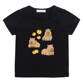 Capybara Aesthetic Manga เสื้อแฟชั่น 100%ค็อตตอนอะนิเมไปตีกอลฟ-เสื้อน่ารักอันหนังสือการ์ตูนเล่ทีเสื้อสูงถนนเด็ก/เด็กหญิ Tshirt