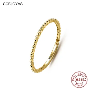 CCFJOYAS ง่ายอย่างเกิดขึ้นปั 925 สเตอร์ลิ่งเงินแหวน 14k ทอง Plated เพียงน้อยแหวนสำหรับผู้หญิงแต่งงานปาร์ตี้เครื่องประดับของขวัญ Wholesale