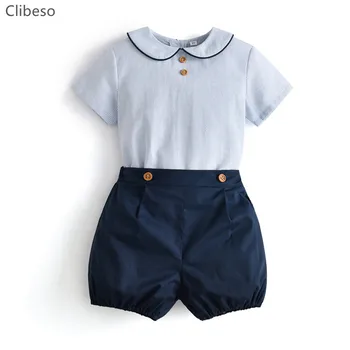 Clibeso ลูกสอนภาษาสเปนเสื้อผ้าเปิดหนุ่มหน้าร้อมชุดเด็ก 2023 งร้านเสื้อผ้าเปิดเสื้อผ้าเสื้องทัพเรือ Bloomers ปีเตอร์แพนป