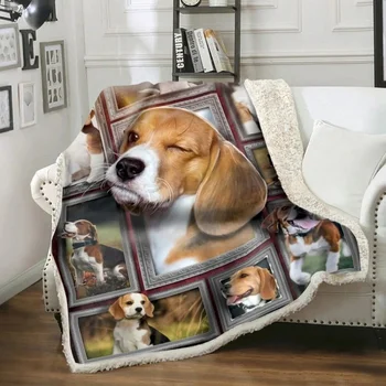 CLOOCL สัตว์เลี้ยงหมาที่น่ารัก Beagles ผ้าห่มพิมพ์ปิคนิกผ้าห่มออฟฟิศกลางวันผ้าปูกลับบ้านตกแต่งหน้าต่างผ้าห่มแอร์จะโยนผ้าห่ม