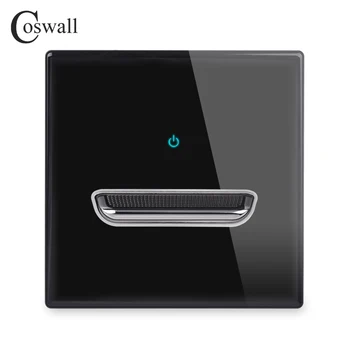 COSWALL 1/2/3/4 องแก๊งค์ 1/2 ทางที่แสดง/ซ่อนบน/ออกกำแพงแสงสว่างเปลี่ยนสีน้ำเงิน Backlight ข้อมูล CAT6 HDMI พอร์ต USB ตั้งข้อหาแผงกระจกสีดำ