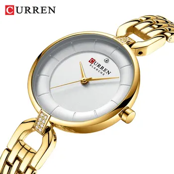 CURREN ผู้หญิงควอทซ์นาฬิกานาฬิกา Stainless เหล็กนาฬิกาผู้หญิ Wristwatch บแบรนด์ที่หรูหรานาฬิกาผู้หญิง Relogios feminino