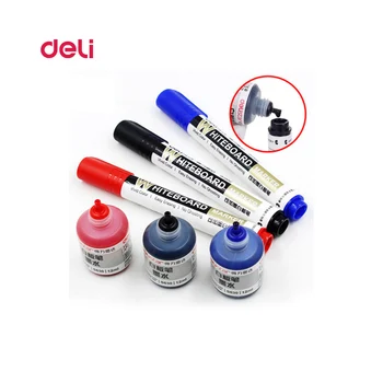Deli Erasable Whiteboard ปากกามาร์คเกอร์ 1 หมายเลข Pct Blackboard 1 หมึกขวดตั้งองทำงานเทแห้งลบสีน้ำเงินดำแดงออฟฟิศอุปกรณ์