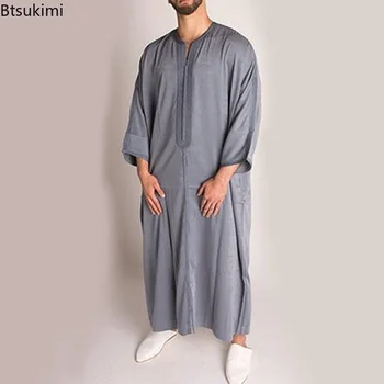 Durable Kaftan อาหรับมุสลิมเสื้อคลุมผู้ชาย Waters_ World-Class. Kgm Thobe นานแขนเสื้อที่ดูไบ Islamic เชื้อดเสื้อคลุม Nightshirts แฟชั่นปล่อยปกติกับเสื้อผ้า