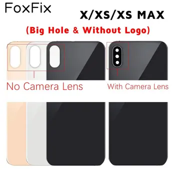 FoxFix กลับมาแก้วสำหรับ iPhone X XS แม็กซ์แบตเตอรี่ปกปิดหลังพาเนลด้านหลังบ้านพักประตูคดีกับกล้องเลนส์ที่แทนที่+ชนิดหนึ่