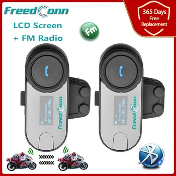 FreedConn T-COM SC บลูทูธมอเตอร์ไซด์หมวกกันน็อ Headset ไม่คิดว่าเราติดเชื้อ Moto BT Interphone LCD องจอภาพวิทยุ FM Communicator Waterproof
