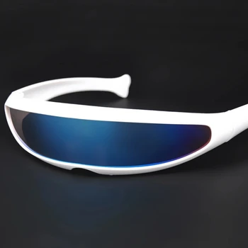 Futuristic แคบ Cyclops Visor อแว่นตากันแดดออนเลเซอร์ Eyeglasses UV400 บุคลิก Mirrored เลนส์ชุด Eyewear แว่นคนแว่นตา