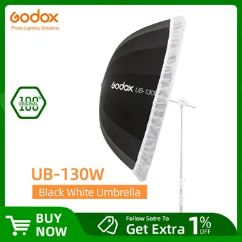 Godox UB-130W 51in 130cm Parabolic นสีดำสีขาว Reflective ร่มสตูดิโอแสงสว่างอัมเบรลงกับดำเงิน Diffuser ลุมเสื้อผ้า