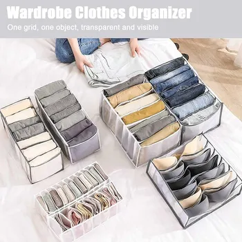 Grids ตู้เสื้อผ้าจัดการ Washable ลิ้นชัก Organizers สำหรับเสื้อผ้าถุงเท้า Underwears Bras เก็บของลิ้นชักหรือยังสำหรับ Clothe
