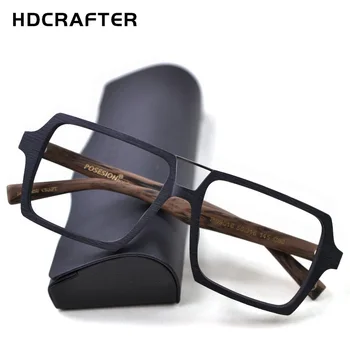 HDCRAFTER ปรับขนาดวินเทจสอบแว่นตากรอบกับเคลียร์ของเลนส์ผู้หญิงคนไม้เปลี่ยนภาพเป็น Eyeglasses ใบสั่งยานเฟรมองตื่นเต้น