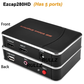 HDMI วีดีโอการจับกุมการ์ดพอร์ต USB 2.0 บนแฟลชไดรฟ์ใช้การบันทึก AV รเครื่องแกะบันทึกเสียงสำหรับ PS4 เกมส์ดีวีดี STB พิวเตอร์ของกล้องบันทึกเสียง,หยิบไมค์อยู่ใน HDMI ว
