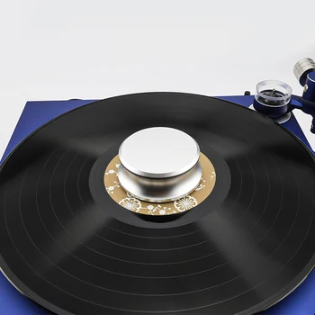 Hifi เครื่องเล่นแผ่นเสียงน้ำหนัก Stabilizer สำหรับ Vinyl การเจาะหลัง Turntable สูงเงินทองดำ