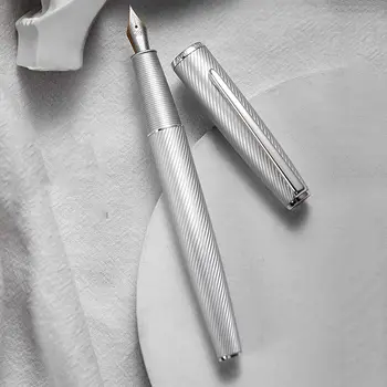 Hongdian ขนาด a3 พุปากกาโลหะเงิน-ทอง EF F Nibs เขียปากกาหมึกธุรกิจออฟฟิศอุปกรณ์การเรียนอะลูมิเนียม Alloy ปากกา